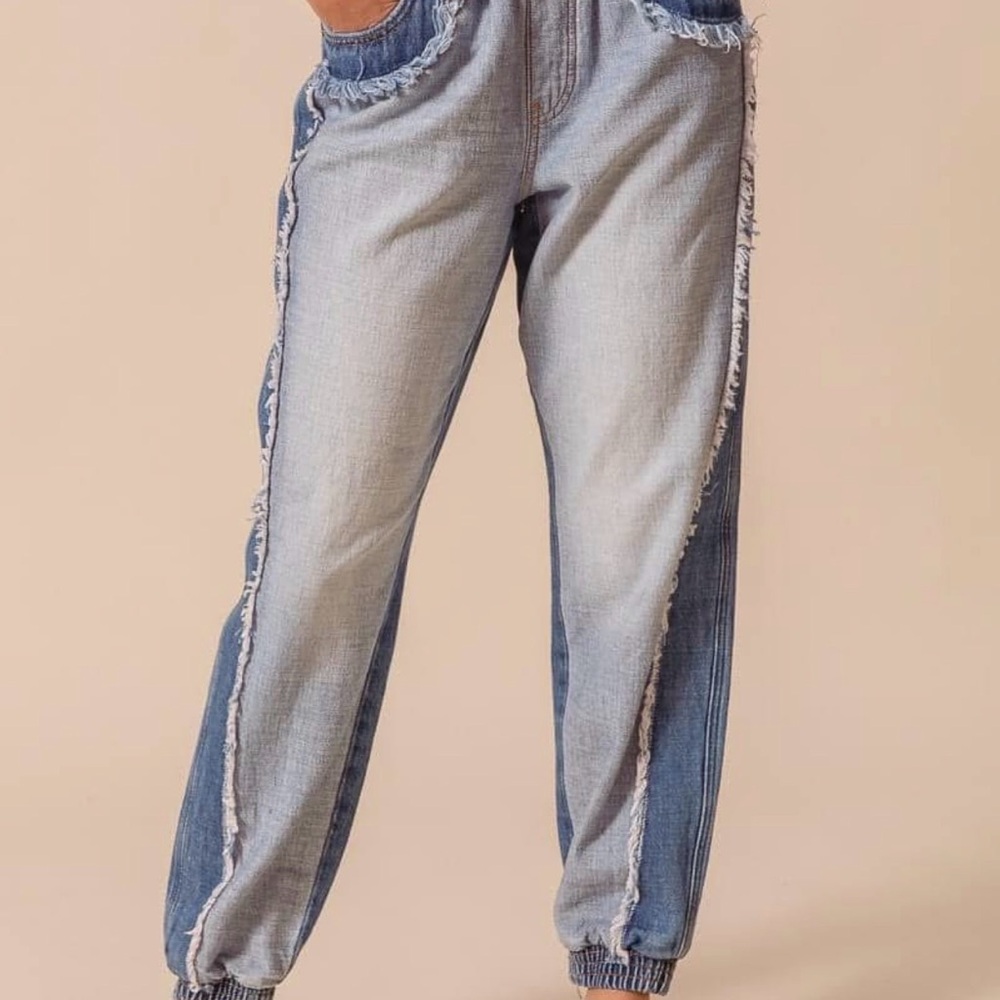So Me Stylish Two-Tone Women Jogger Jeans